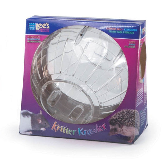 Lee's Aquarium & Pet Products Kritter Krawler Clear View-Thru Running Ball Clear, 1ea/Jumbo