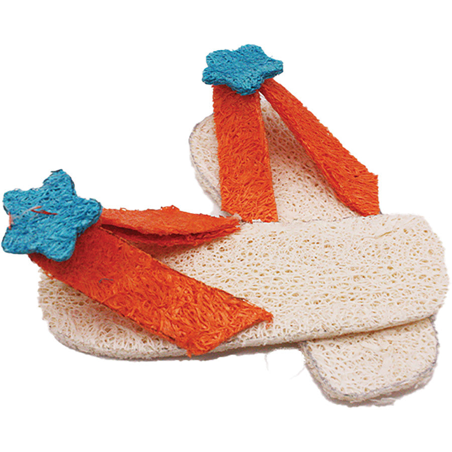 A & E Cages Nibbles Small Animal Loofah Chew Toy Flip Flops, 1ea