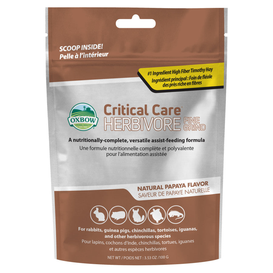 Oxbow Animal Health Critical Care Herbivore Fine Grind Feeding Formula 100g, Papaya, 1ea/3.53 oz