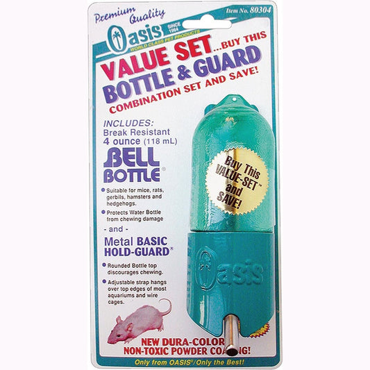 Oasis Bell-Bottle with Basic HoldGuard for Small Animals Green, 1ea