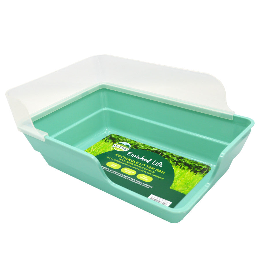 Oxbow Animal Health Enriched Life Small Animal Rectangle Litter Pan w/Removable Shield Mint Green, 1ea/One Size