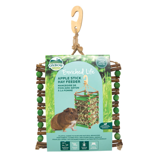 Oxbow Animal Health Enriched Life Apple Stick Hay Feeder Small Animal Toy Brown/Green, 1ea/One Size