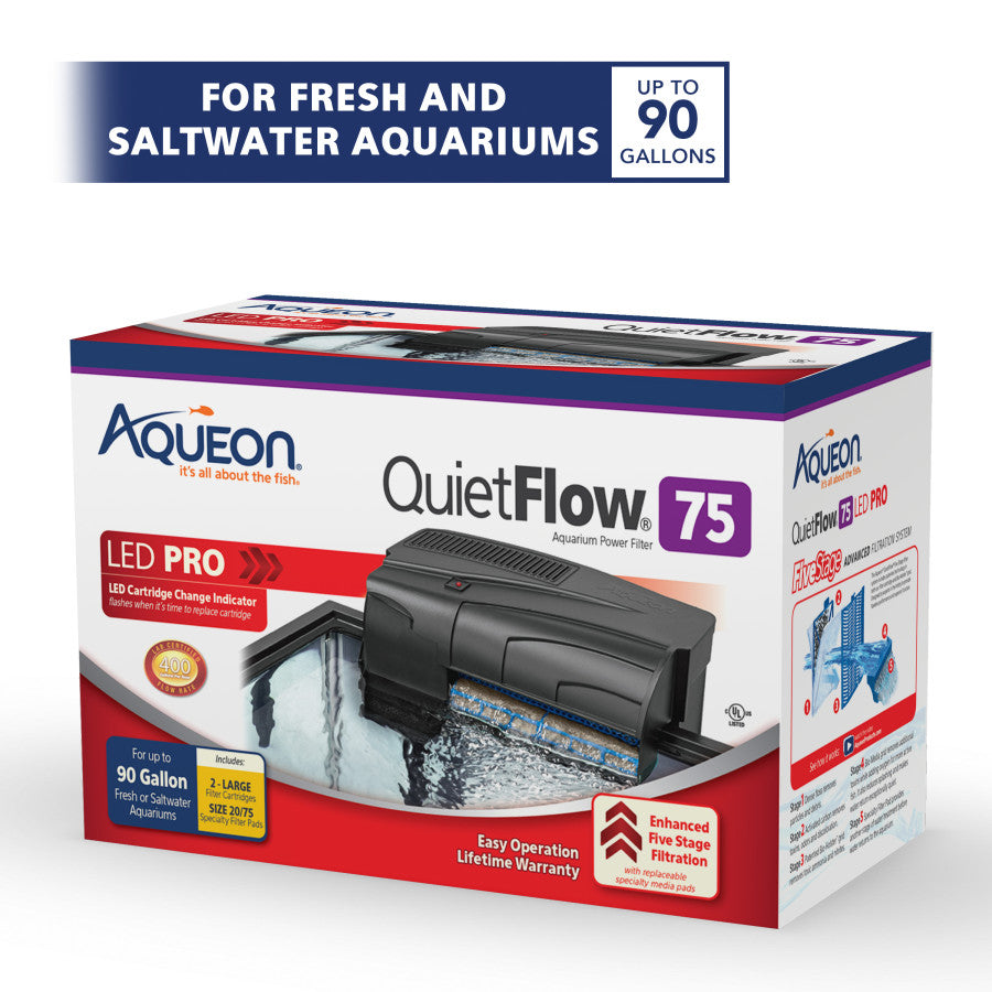 Aqueon QuietFlow LED PRO Aquarium Power Filter 1ea/Size 75