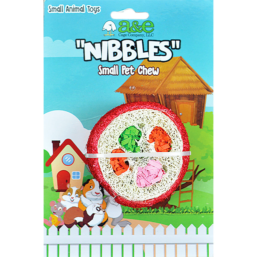 A & E Cages Nibbles Small Animal Loofah Chew Toy Deluxe Sushi Roll, 1ea