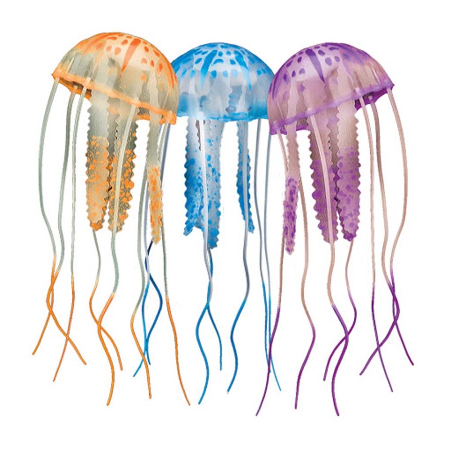 Aquatop Floating Jellyfish Aquarium Ornament Orange/Blue/Violet, 1ea/2 in, 3 pk